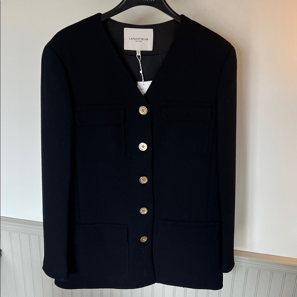 Lafayette 148 New York Black Button-Front Blazer